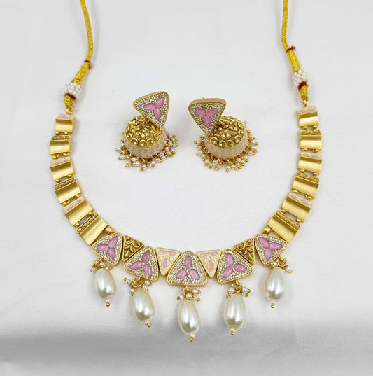 Decorous Designer Rajwadi Finish Necklace Set