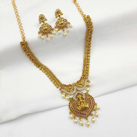 Brilliant Laxmi Designer Golden Matte Finish Necklace