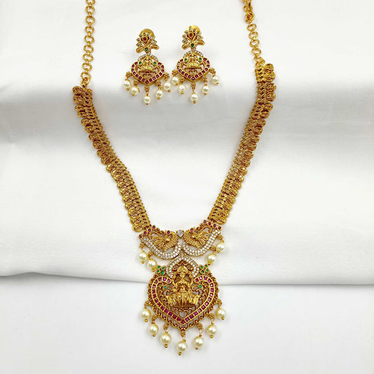 Brilliant Laxmi Designer Golden Matte Finish Necklace