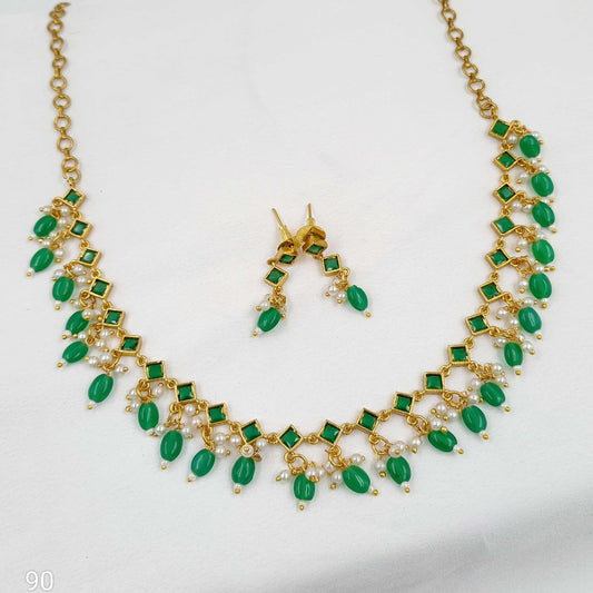 Delicate Green Beads Designer Necklace