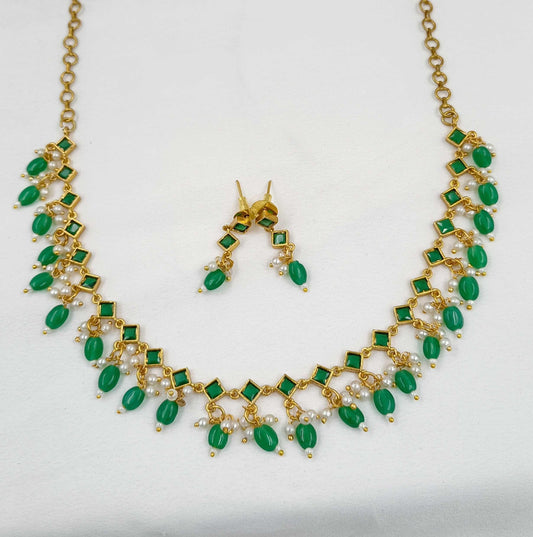 Delicate Green Beads Designer Necklace