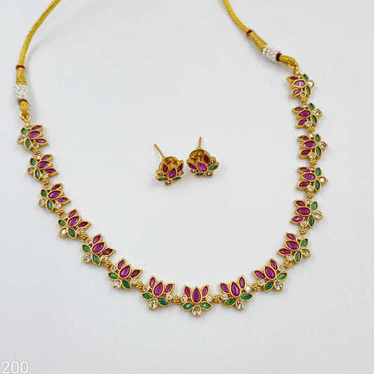 Lotus Designer Short Necklace Set