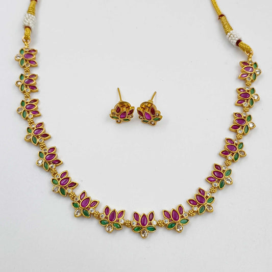 Lotus Designer Short Necklace Set