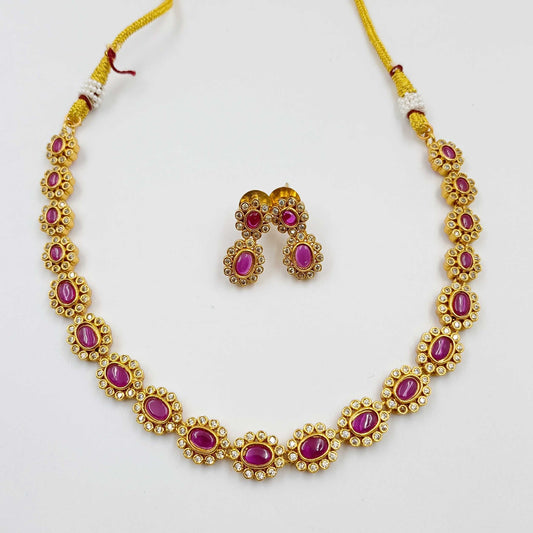 Oval Shaped  Delicate Designer Short  Necklace Set