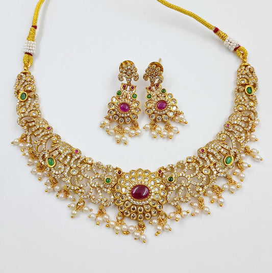 Elephant Designer Rajwadi Short Necklace