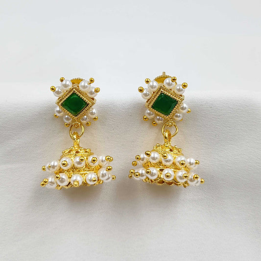 Gleaming Designer Square Shape Pearl Jhumaka