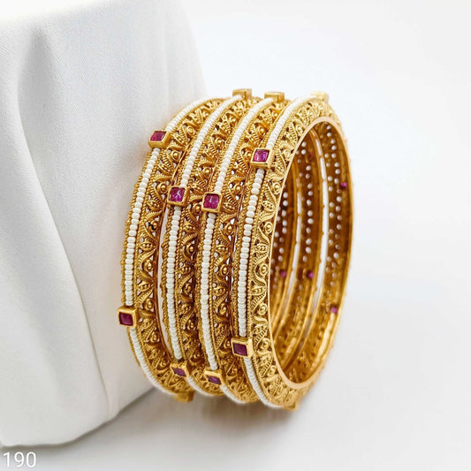 Sparkling Pearls Studded Fancy Bangles