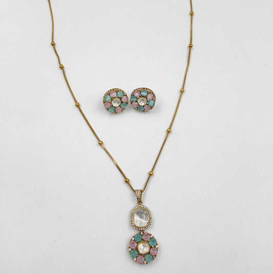 Radiant Flower Designer Chain Pendent Set