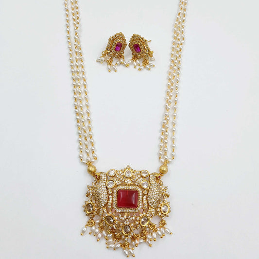 Glossy Peacock Designer Pearls Set