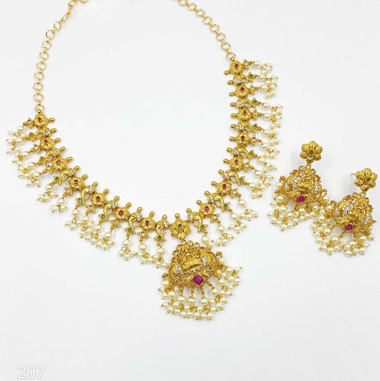 Dazzling Lord Laxmi Designer Necklace Set