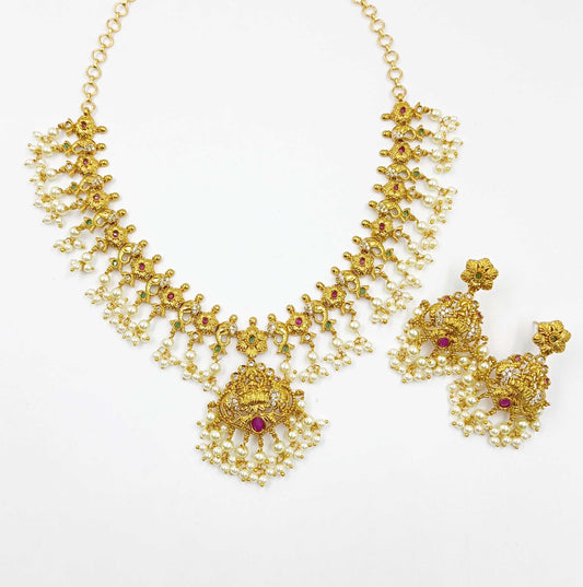 Dazzling Lord Laxmi Designer Necklace Set