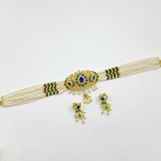 Droplet Peacock Designer Choker Set