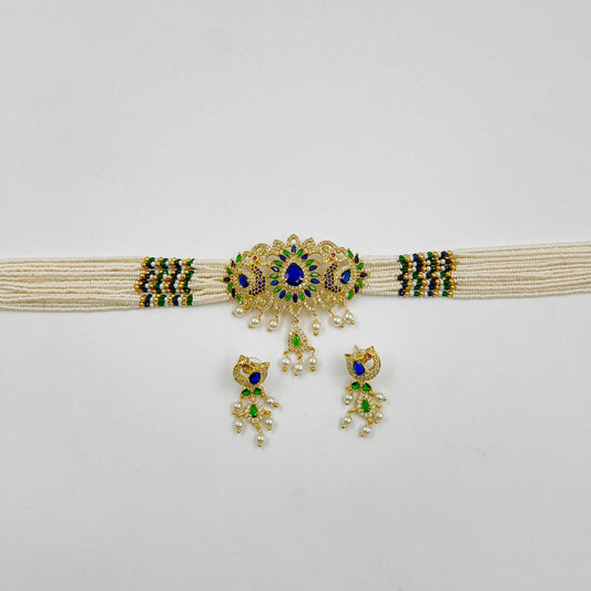 Droplet Peacock Designer Choker Set