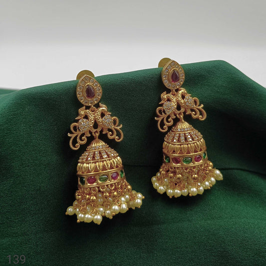 Droplet Peacock Designer Fancy Jhumka