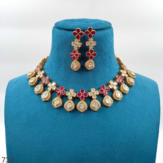 Floret Designer Kundan Necklace Set