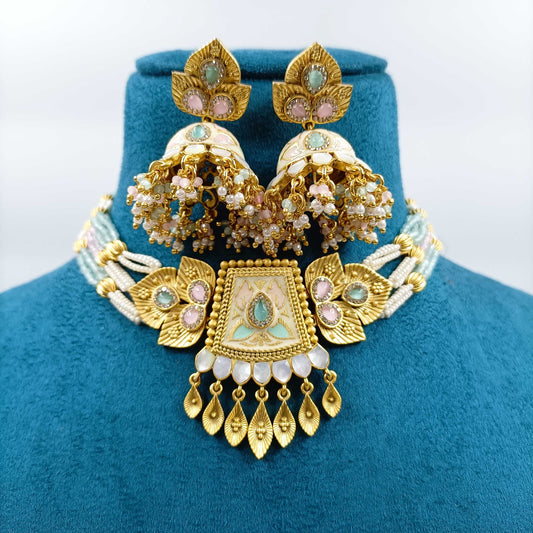 Antique Designer Rajwadi Necklace Set