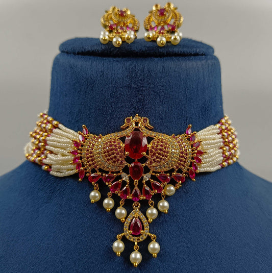 Ravishing Peacock Designer Pearls Choker Set