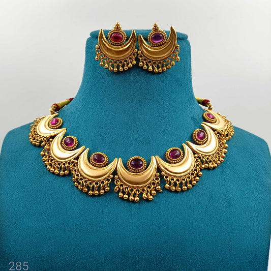 Gleaming Trendy Moon Designer Necklace Set