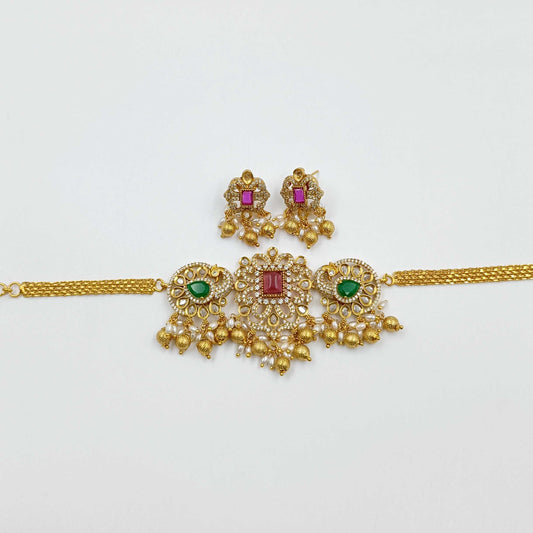 Sparkling Peacock Designer Fancy Choker Set