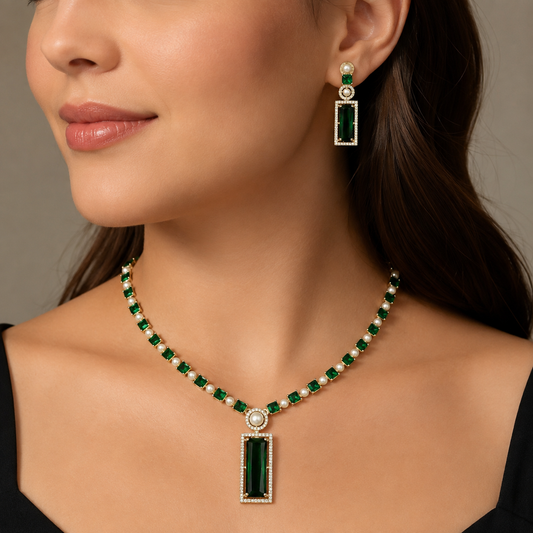 Divine Designer Trendy AD Necklace Set