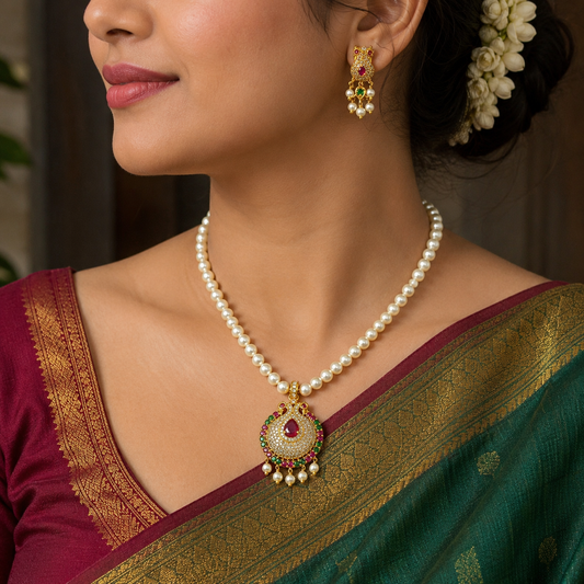 Blooming Designer Single Line Pearl Set