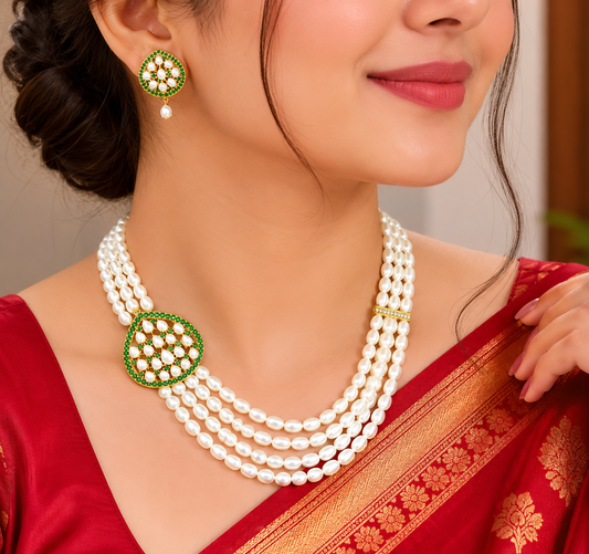 Side Pendent Designer Fresh Water Pearls Ranihaar