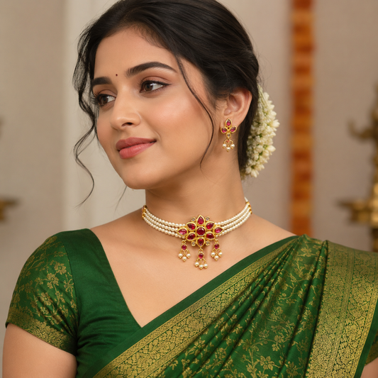 Dainty Designer Pearl Choker Set