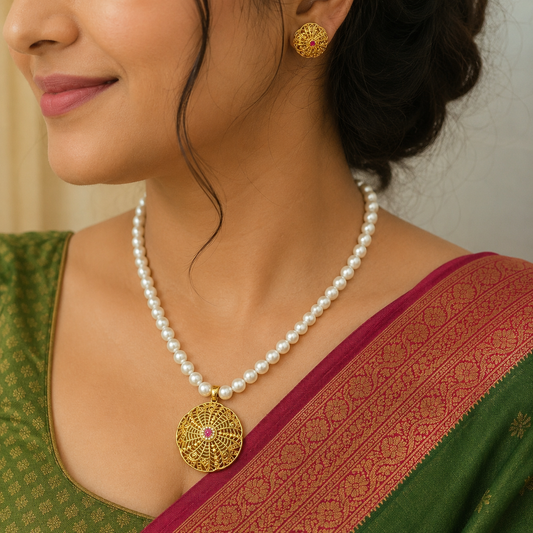 Brilliant Floret Designer Single Line Pearl Set