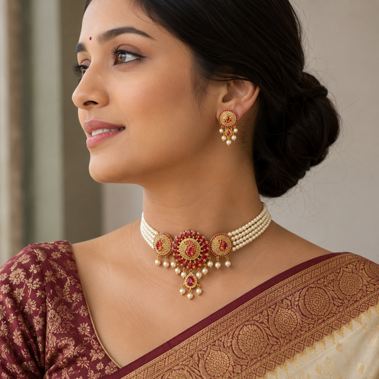 Beautful Designer Pearl Choker Set