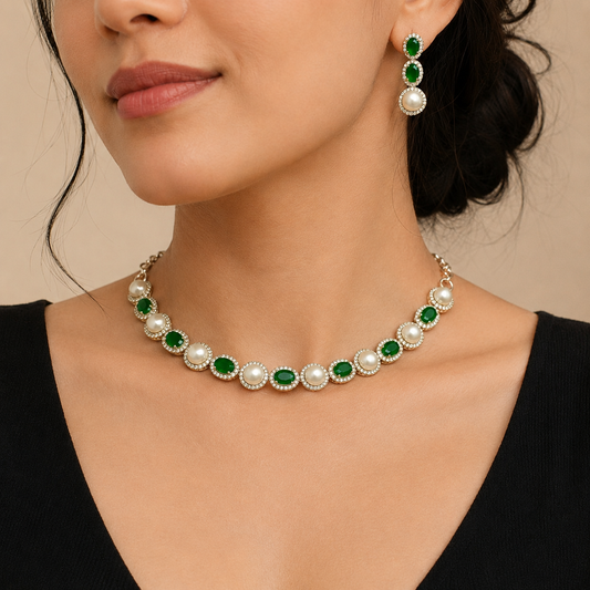 Dazzling Designer Trendy AD Necklace Set