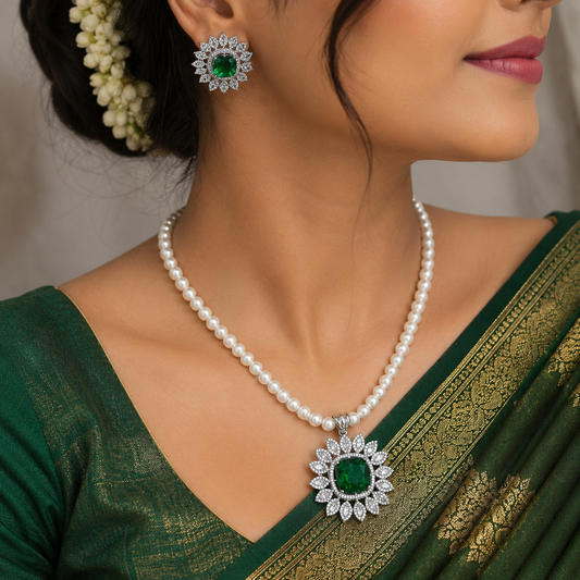 Beautiful Floret Designer Pearl Set