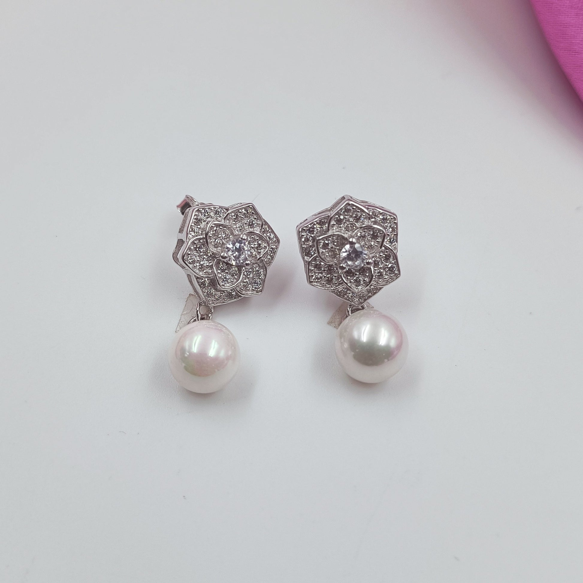 92.5 Silver Fabulous Flower Earring Shree Radhe Pearls