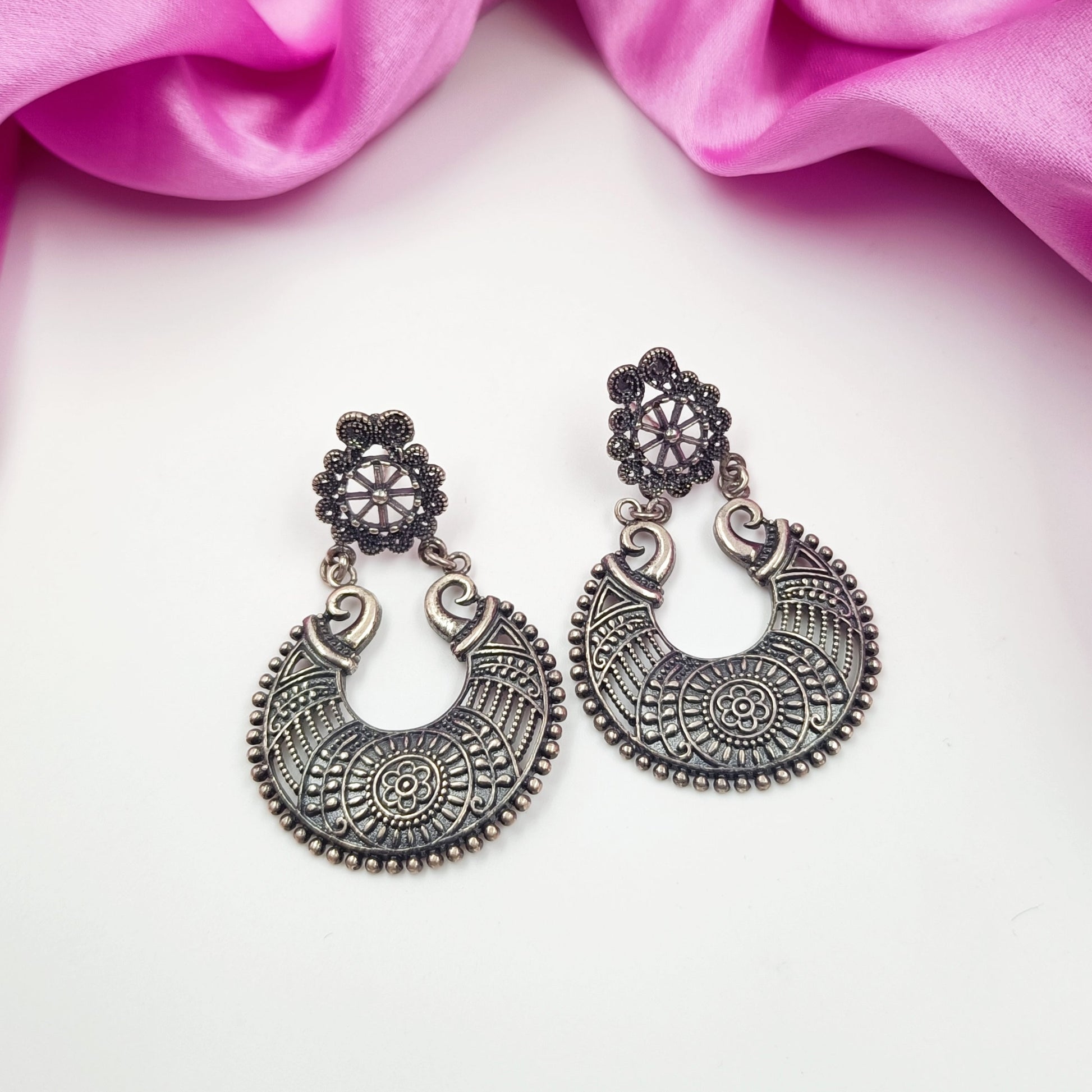 92.5 Silver Fabulous Oxidize Designer Earring Shree Radhe Pearls