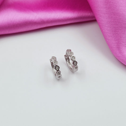 92.5 Silver Glittering Huggies Earrings Shree Radhe Pearls
