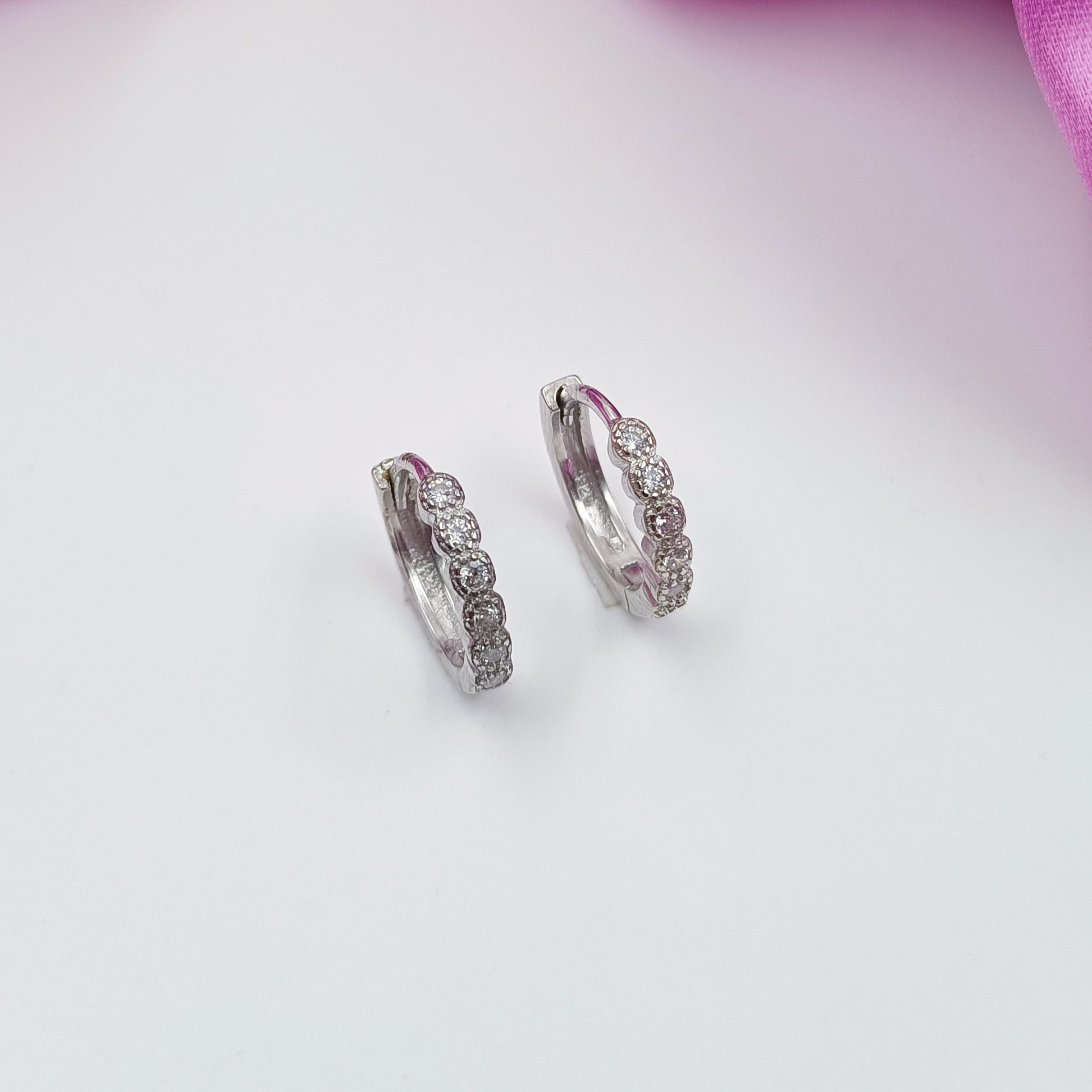 92.5 Silver Hoop Pattern Earrings Shree Radhe Pearls