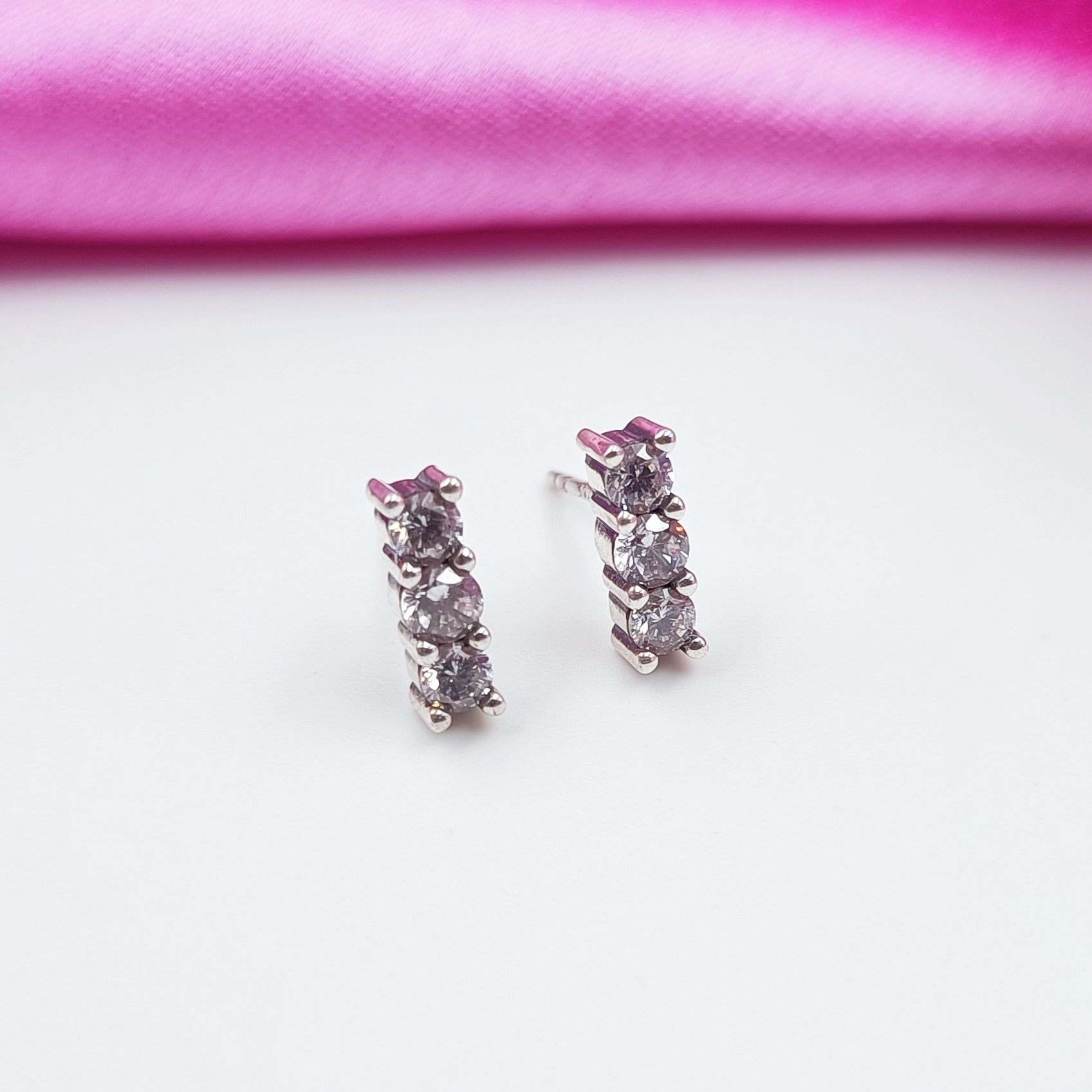 92.5 Silver Zircon Classic Stud Earrings Shree Radhe Pearls