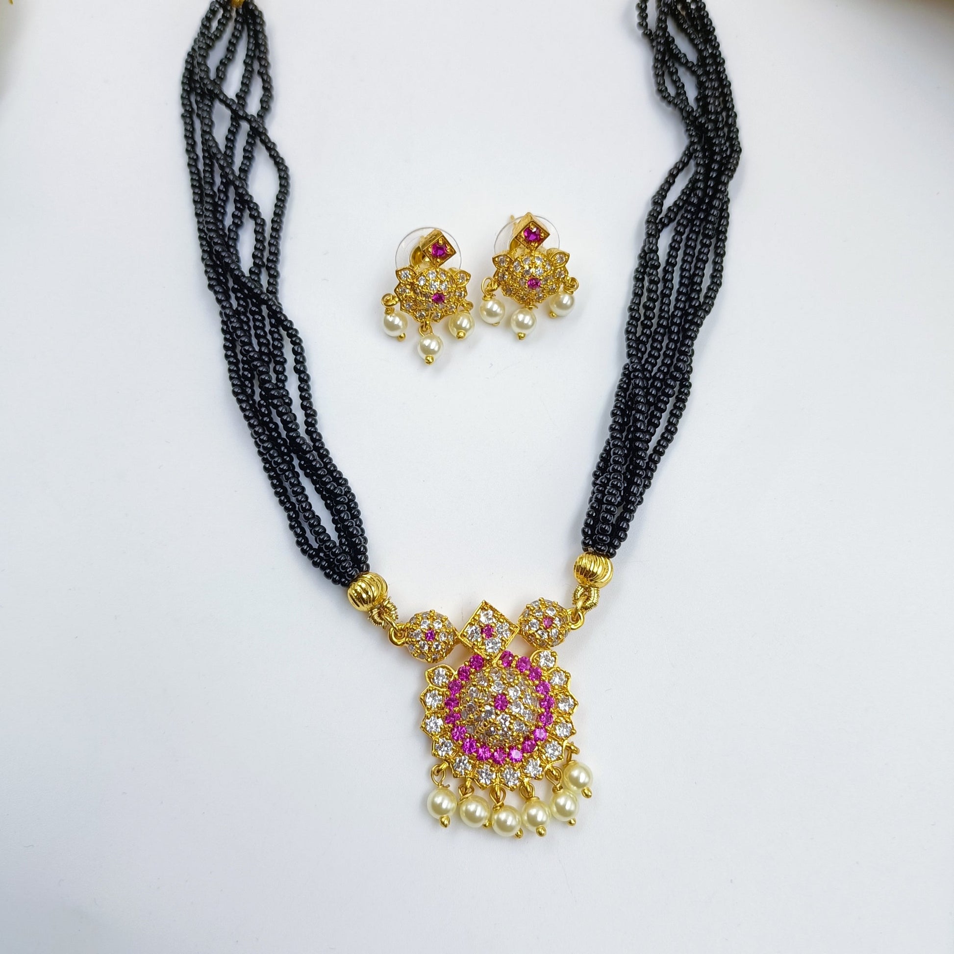 AD Stone Studded Pendent Thushi Mangalsutra Shree Radhe Pearls