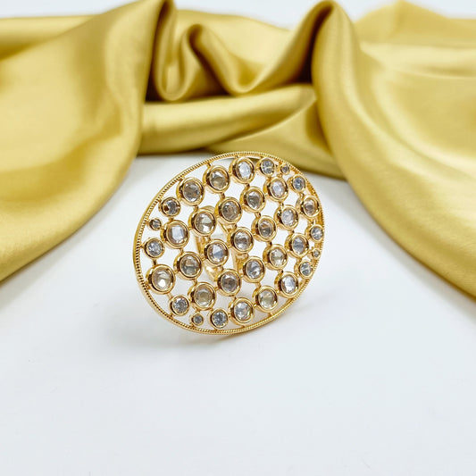 Alluring Oval Shaped Kundan Finger Ring Shree Radhe Pearls
