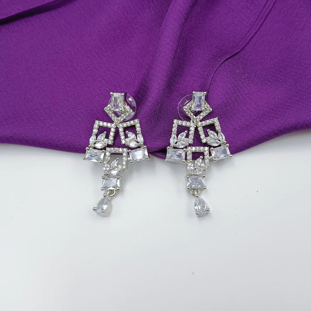 American Diamond Long necklace Set Shree Radhe Pearls
