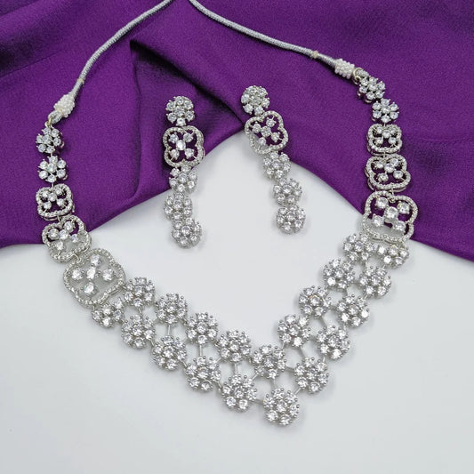 American Diamond Necklace  Set Shree Radhe Pearls