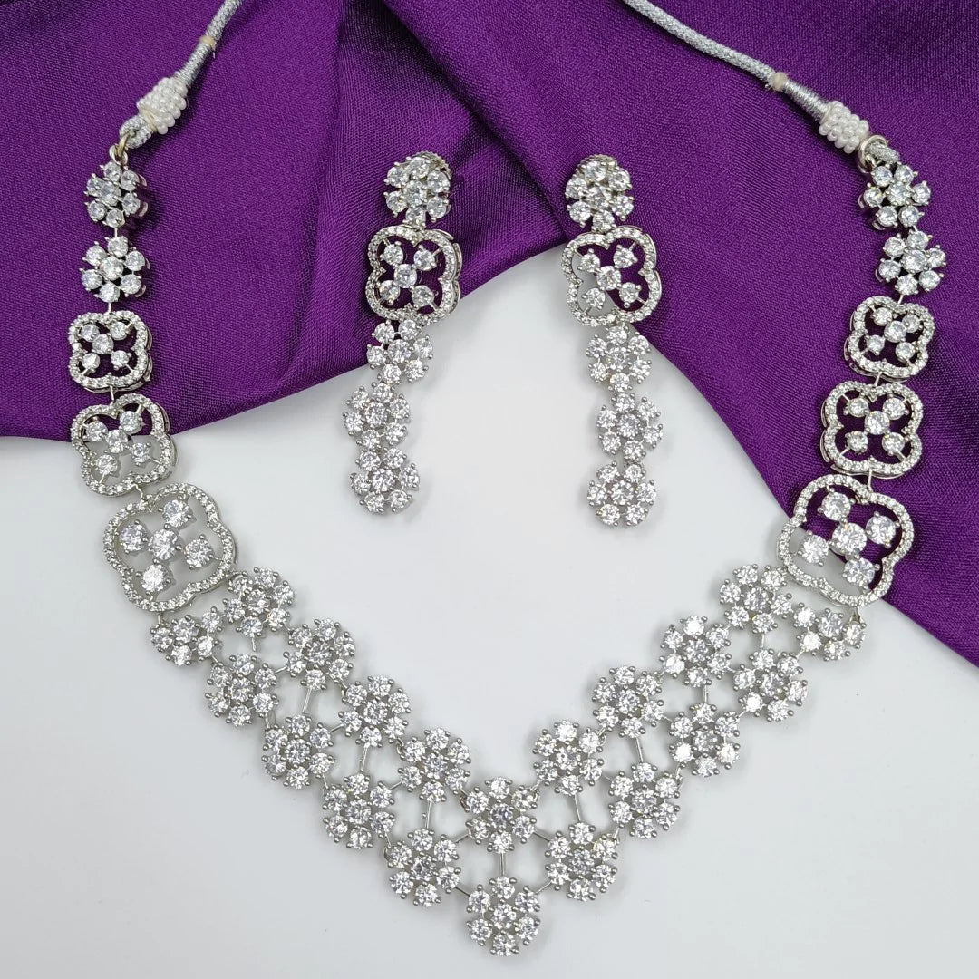 American Diamond Necklace  Set Shree Radhe Pearls