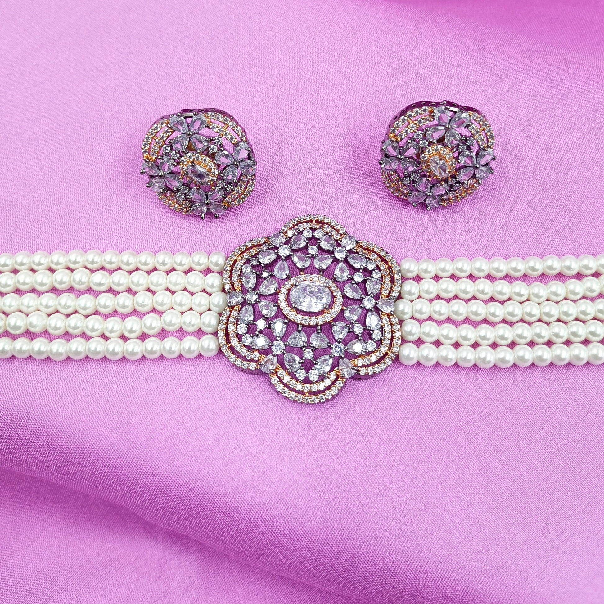 Antique Finish Designer Pearl Choker Set Shree Radhe Pearls
