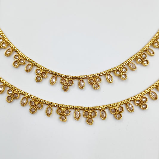 Antique Gold Finish Beautiful Payal Shree Radhe Pearls