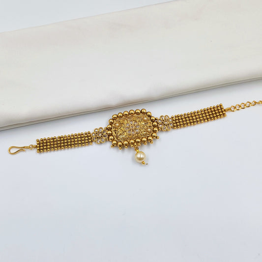 Antique Gold Finish Waki Shree Radhe Pearls