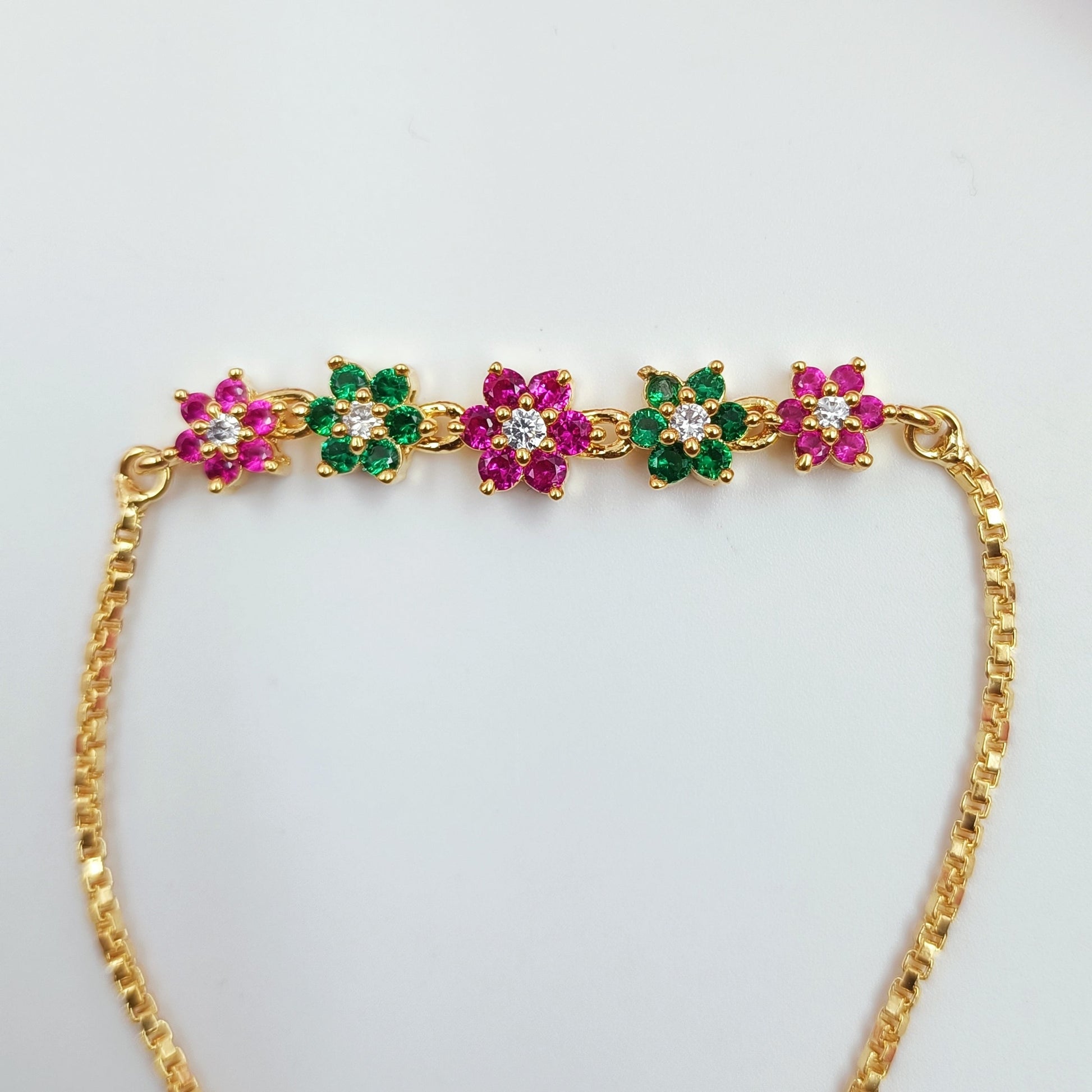 Attractive Golden Finished Floral Designer Bracelet Shree Radhe Pearls