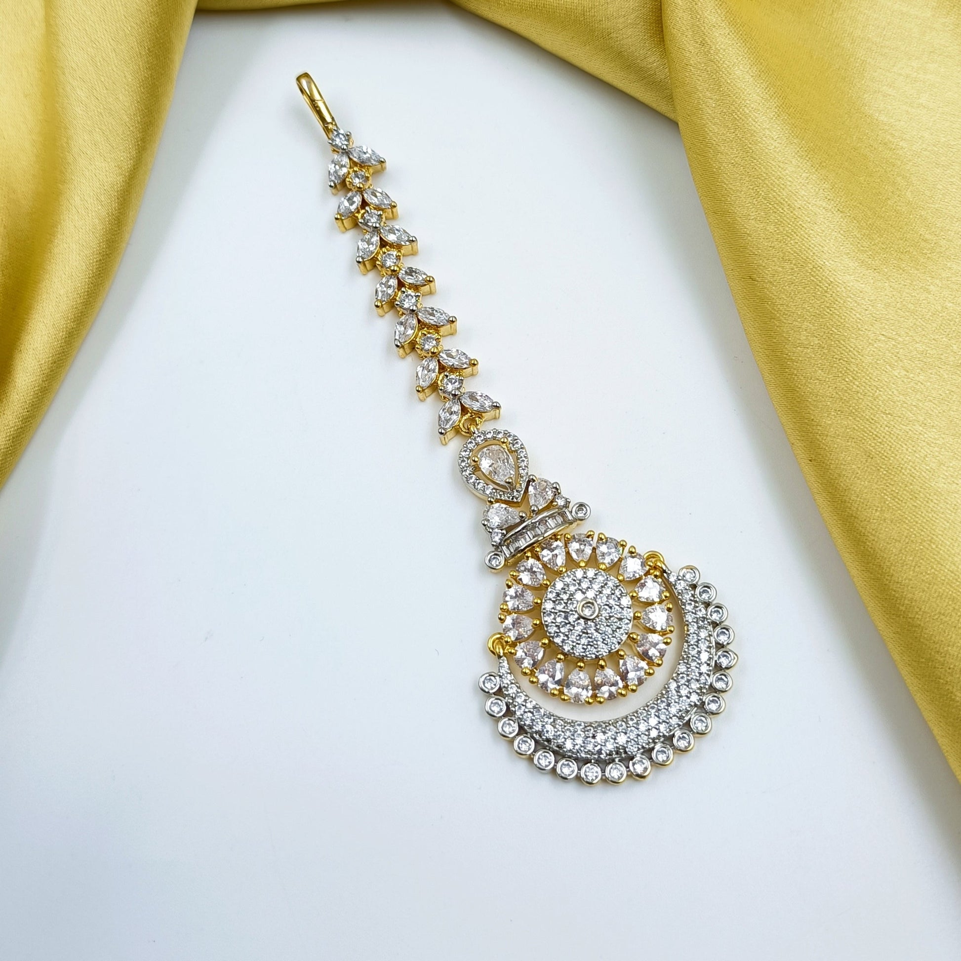 Attractive Moon & Floret Design Mang Tikka Shree Radhe Pearls