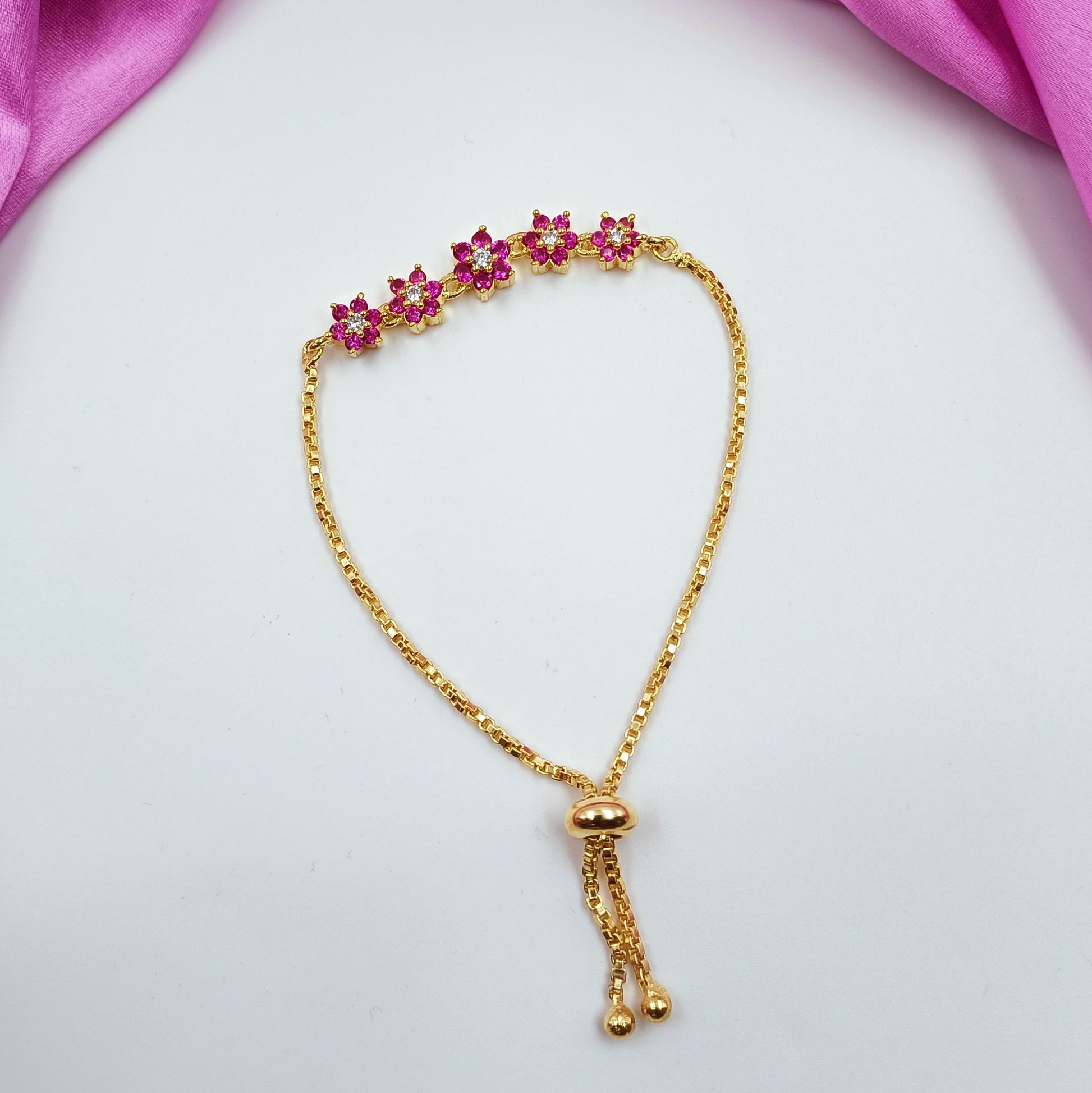 Attractive Pink Colour Floral Designer Bracelet Shree Radhe Pearls