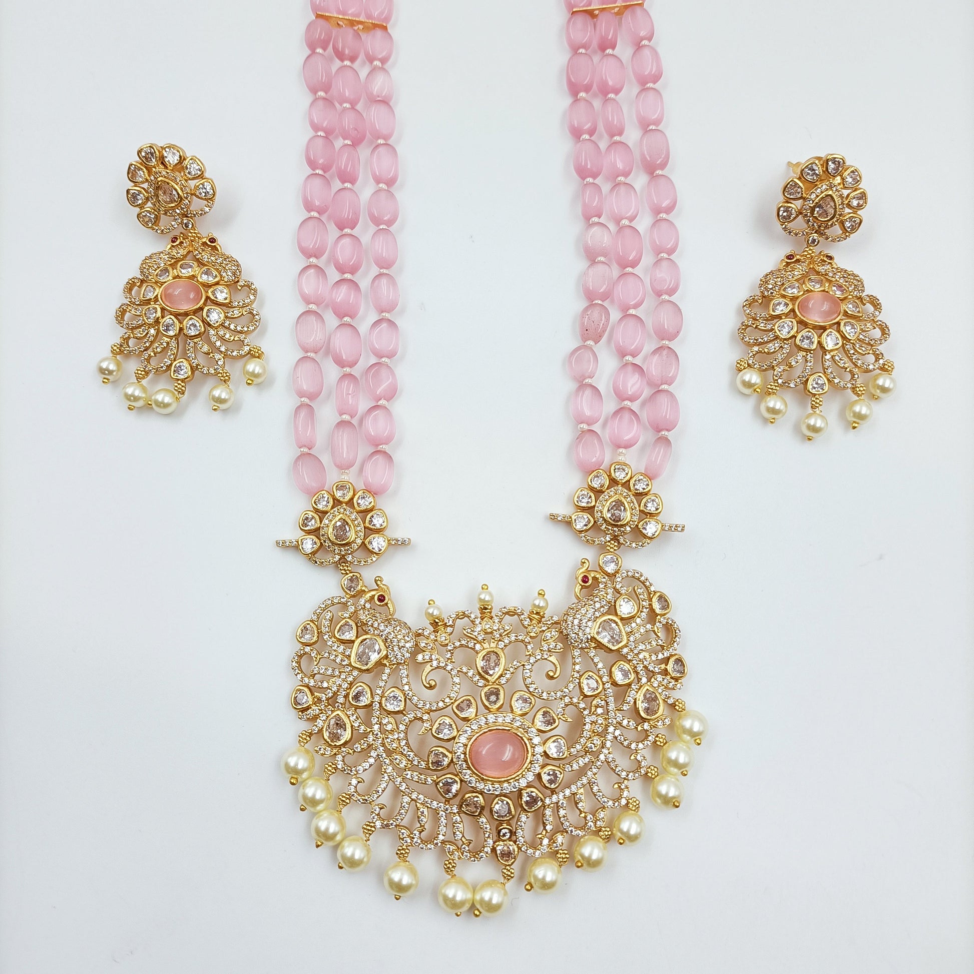 Beauteous Crystal Long Necklace Set Shree Radhe Pearls