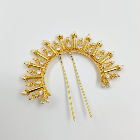 Beautiful  Drop Shaped Golden Finish Hair Pin Shree Radhe Pearls