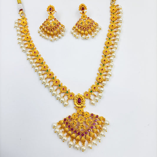 Beautiful Pearls Beads Floret Short Necklace Shree Radhe Pearls
